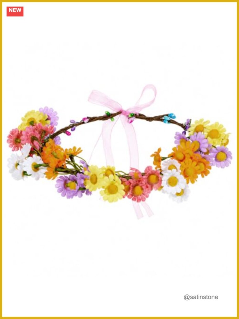 Handcrafted Daisy Flower Crown Headband Boho Festival Wedding Hair Accessory